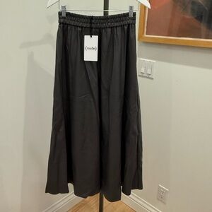 (nude) Faux Leather Skirt - Asphalt